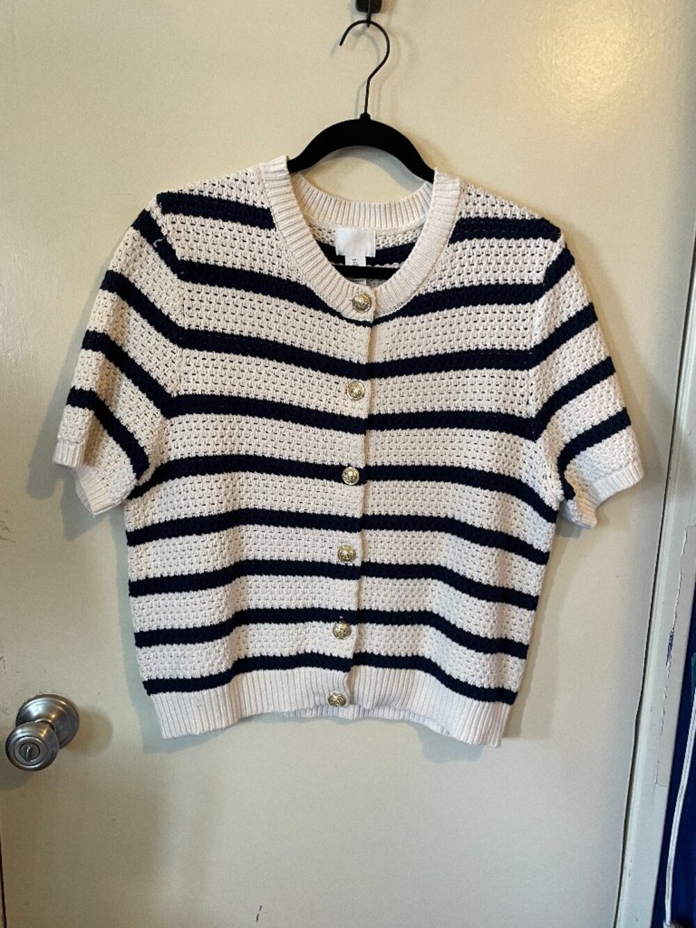 Zara Short Sleeved Striped Cardigan